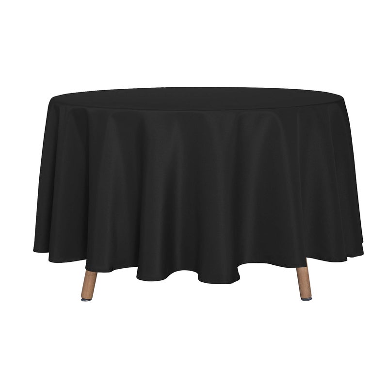 sancua Round Tablecloth - 90 Inch - Water Resistant Spill Proof Washable Polyester Table Cloth Decorative Fabric Table Cover for Dining Tables, Buffet Parties and Camping, Black - Image 1